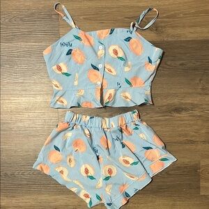 Striped Peach Print Two-Piece Set